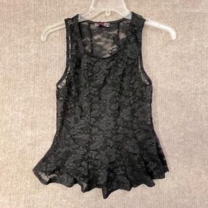 Body Central Black Lace Peplum Tank Top Sleeveless Lined Party Goth Emo